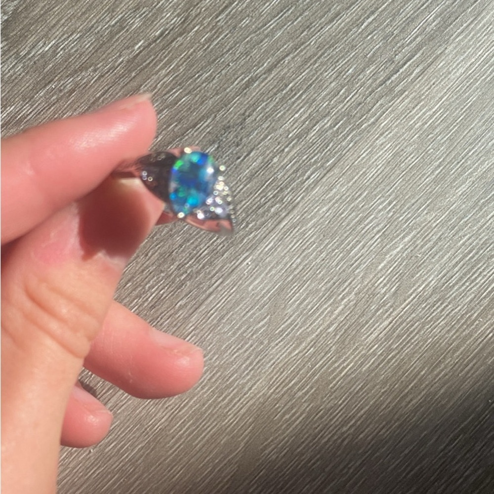 925 Sterling Silver Blue Mosaic Size‎ 5 Ring - Picture 5 of 5